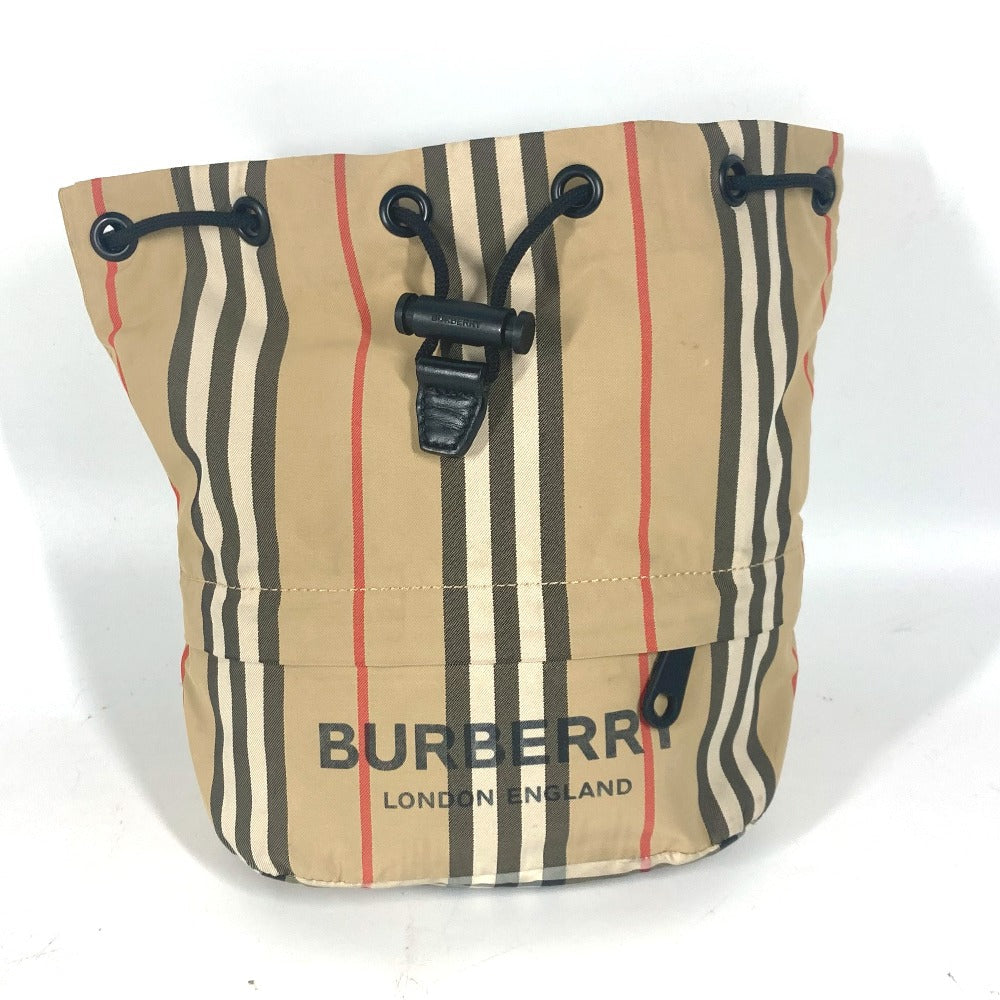 BURBERRY Pouch Nylon beige logo check drawstring bag Women(Unisex)