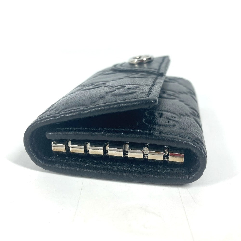 GUCCI Key case Key holder  181680 Sima leather black Guccisima GG 6-key set unisex(Unisex)