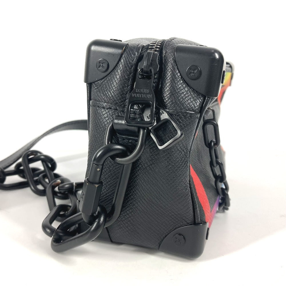 LOUIS VUITTON Shoulder Bag M30351 Taiga Leather black Taiga rainbow Mini soft trunk
