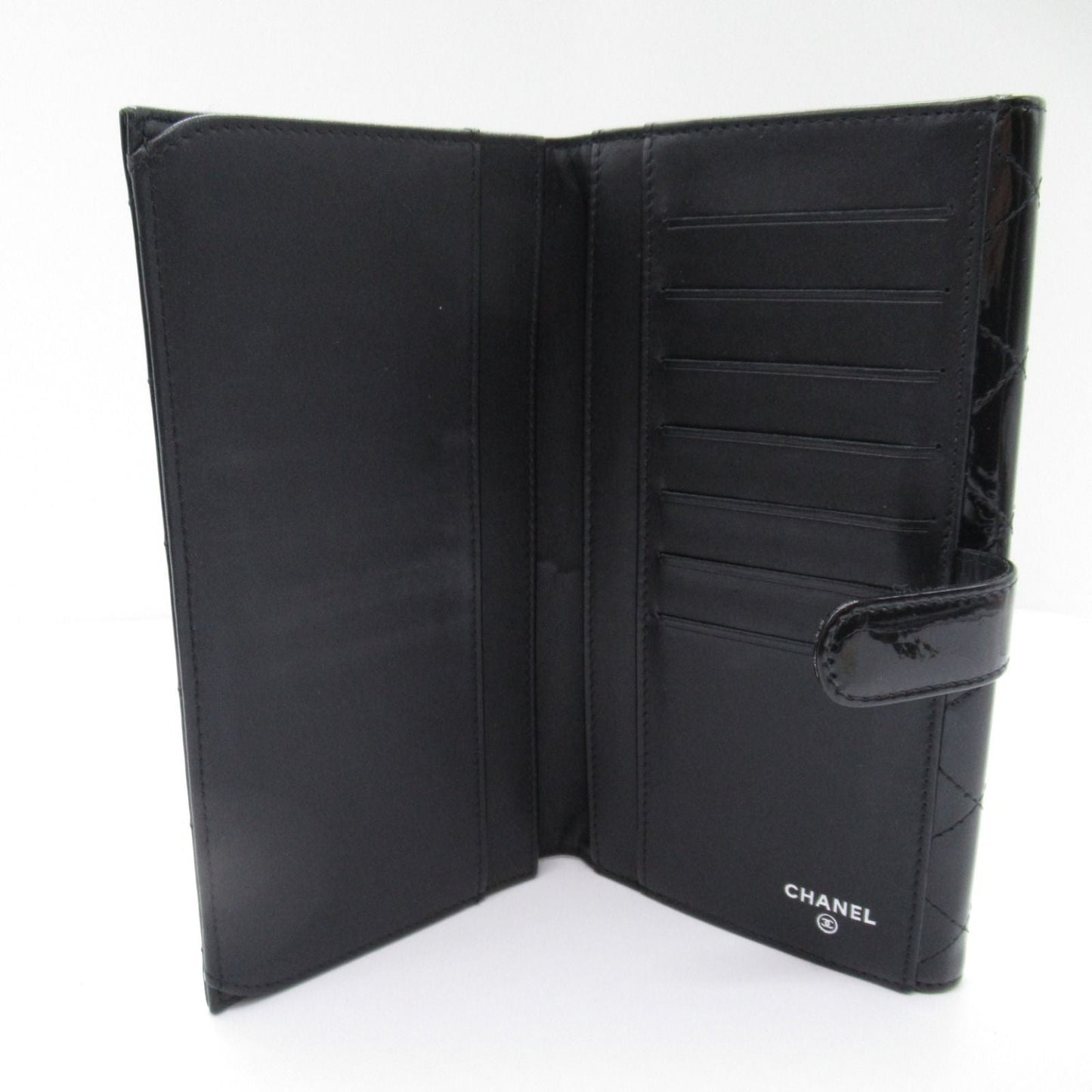 Chanel Black Brilliant Double Sided Long Wallet Patent Leather