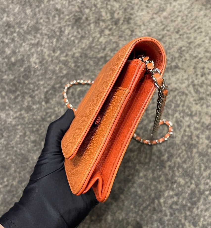 Chanel Wallet on Chain WOC Double CC Orange Caviar Leather