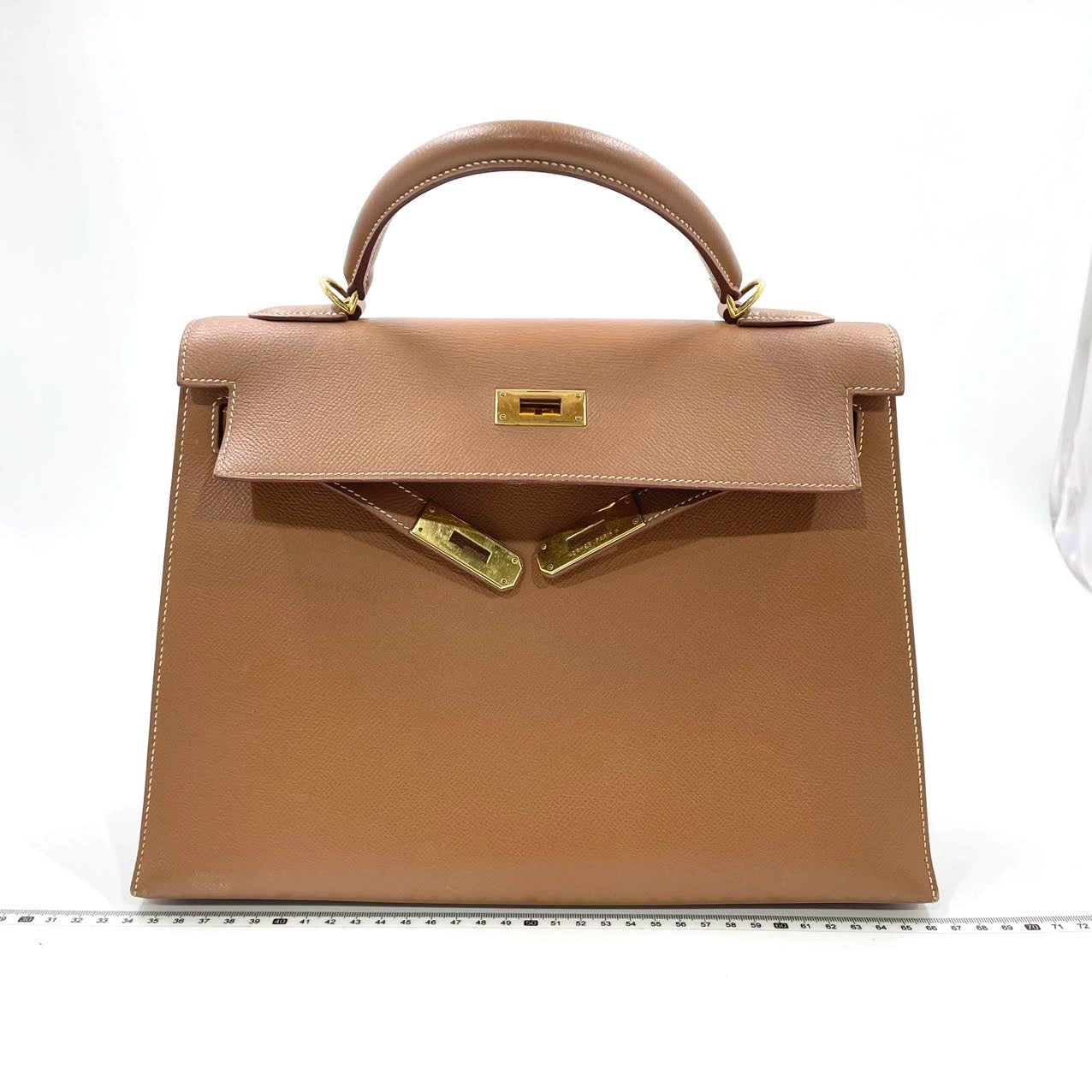 Hermes Kelly 32 Sellier Gold Epsom Leather Gold HW Double Ring 2002