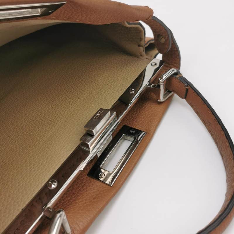Fendi Peekaboo ISeeU Sellier Medium Calfskin Leather Tan Brown