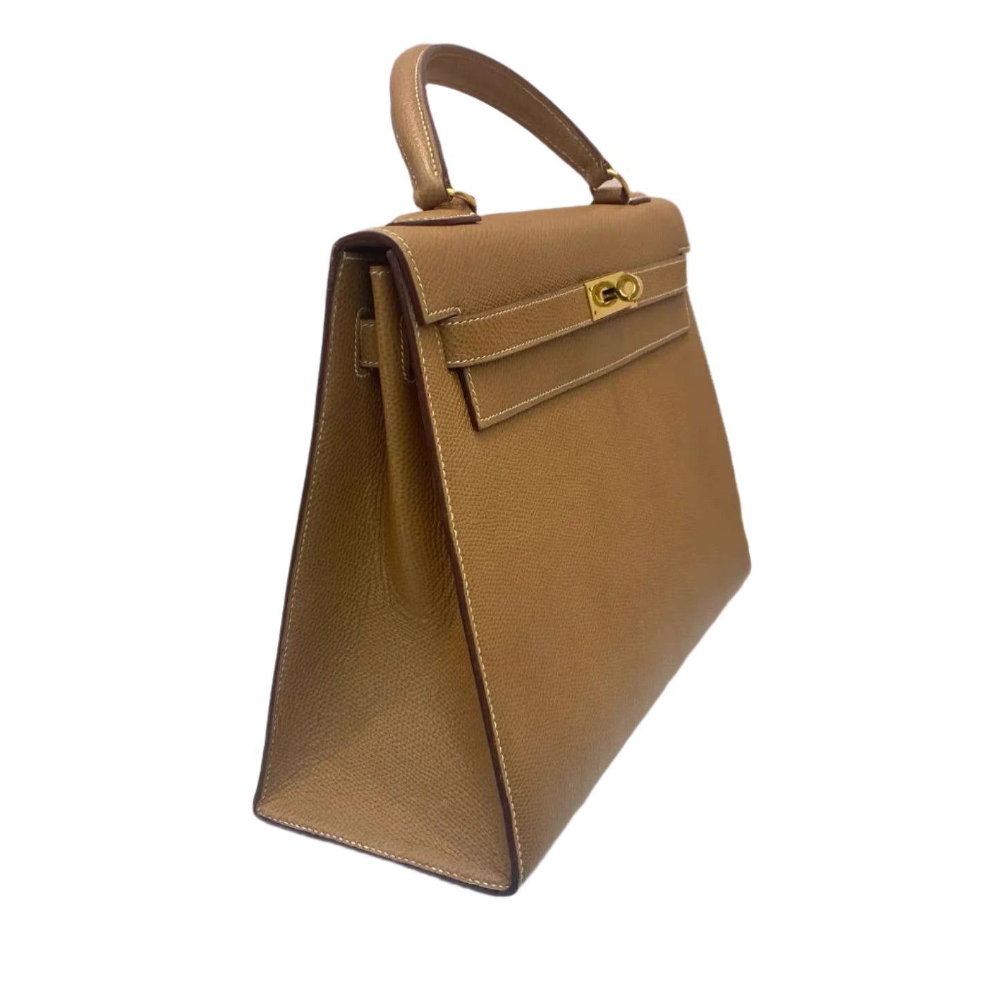 Hermes Kelly 32 Sellier Vintage Gold Epsom Leather Gold Hardware With Strap 1990