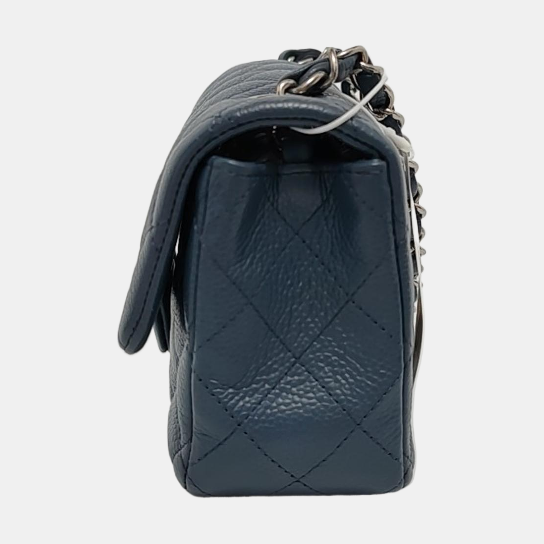 Chanel Classic Flap Rectangular Mini Navy Caviar Leather Silver Hardware