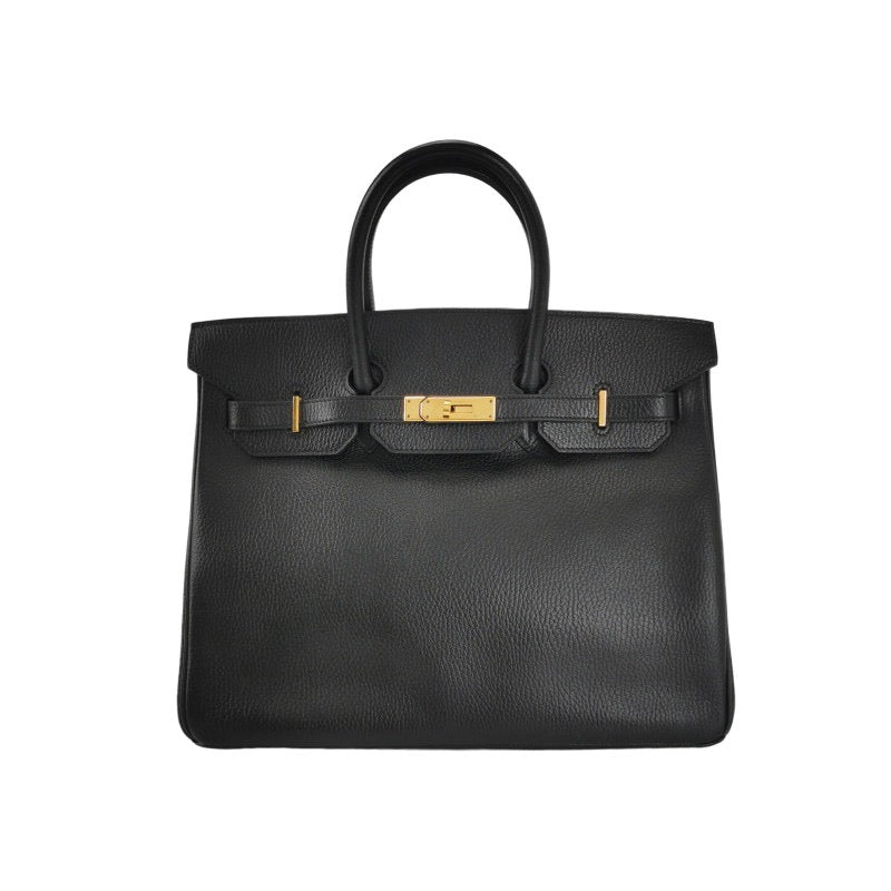 Hermes Birkin 35 Black Calfskin Leather Gold Hardware 1997