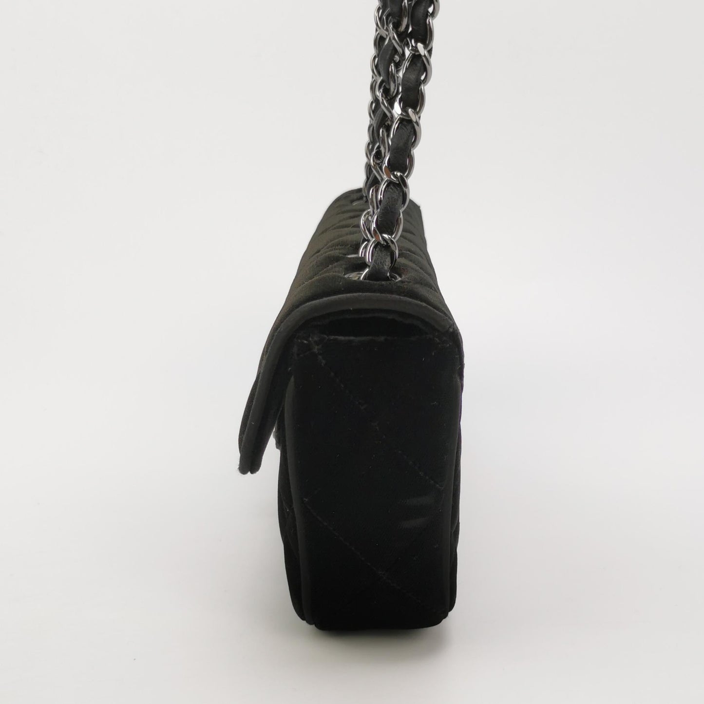 Chanel Baguette Flap Black Velvet Double Strap Silver Hardware 2005-2006