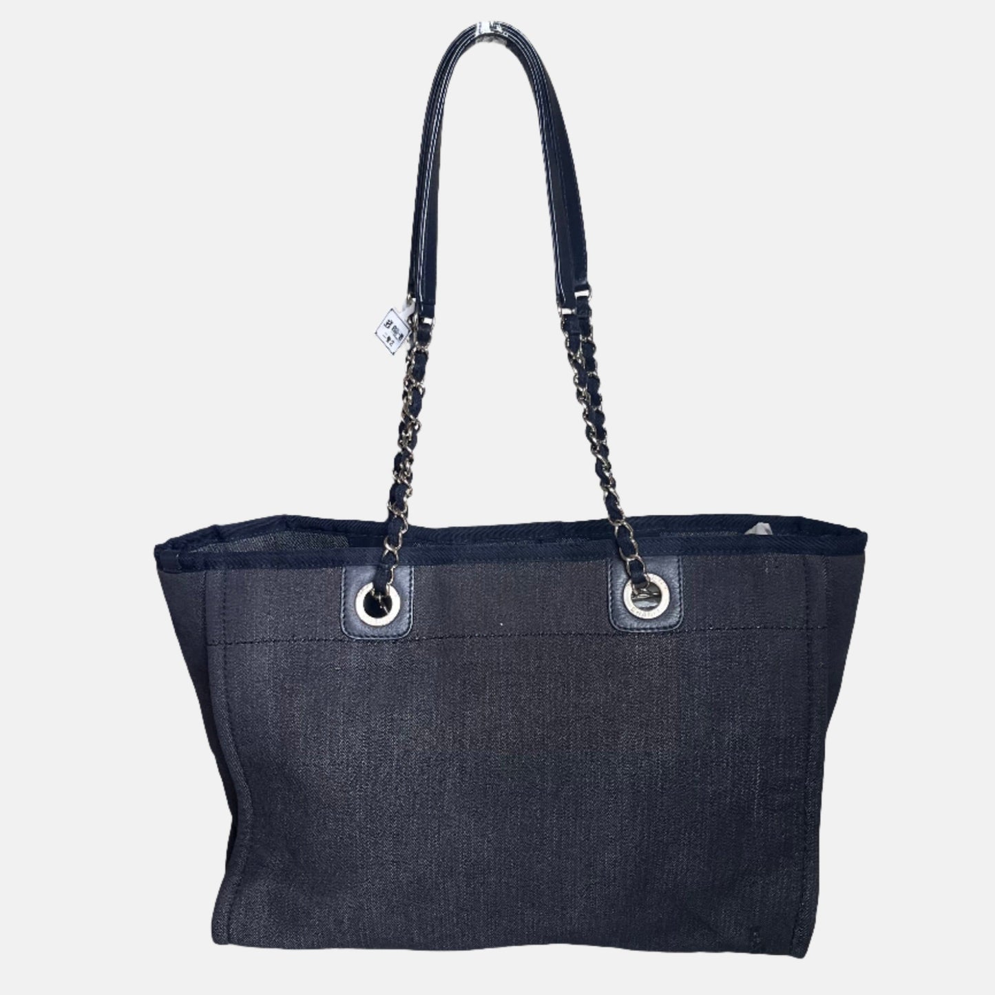 Chanel Deauville Tote 2016 Medium Navy Denim Top Handle Shoulder Bag