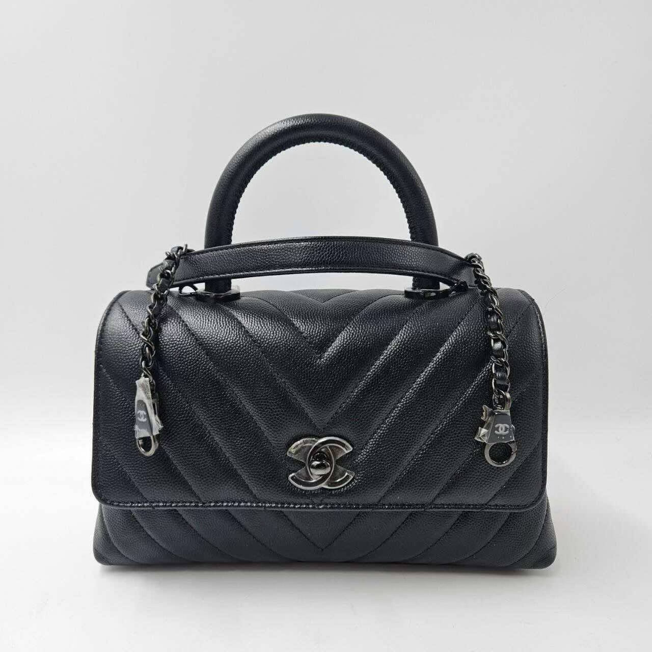 Chanel Chevron Small Caviar  Coco Top Handle Flap bag