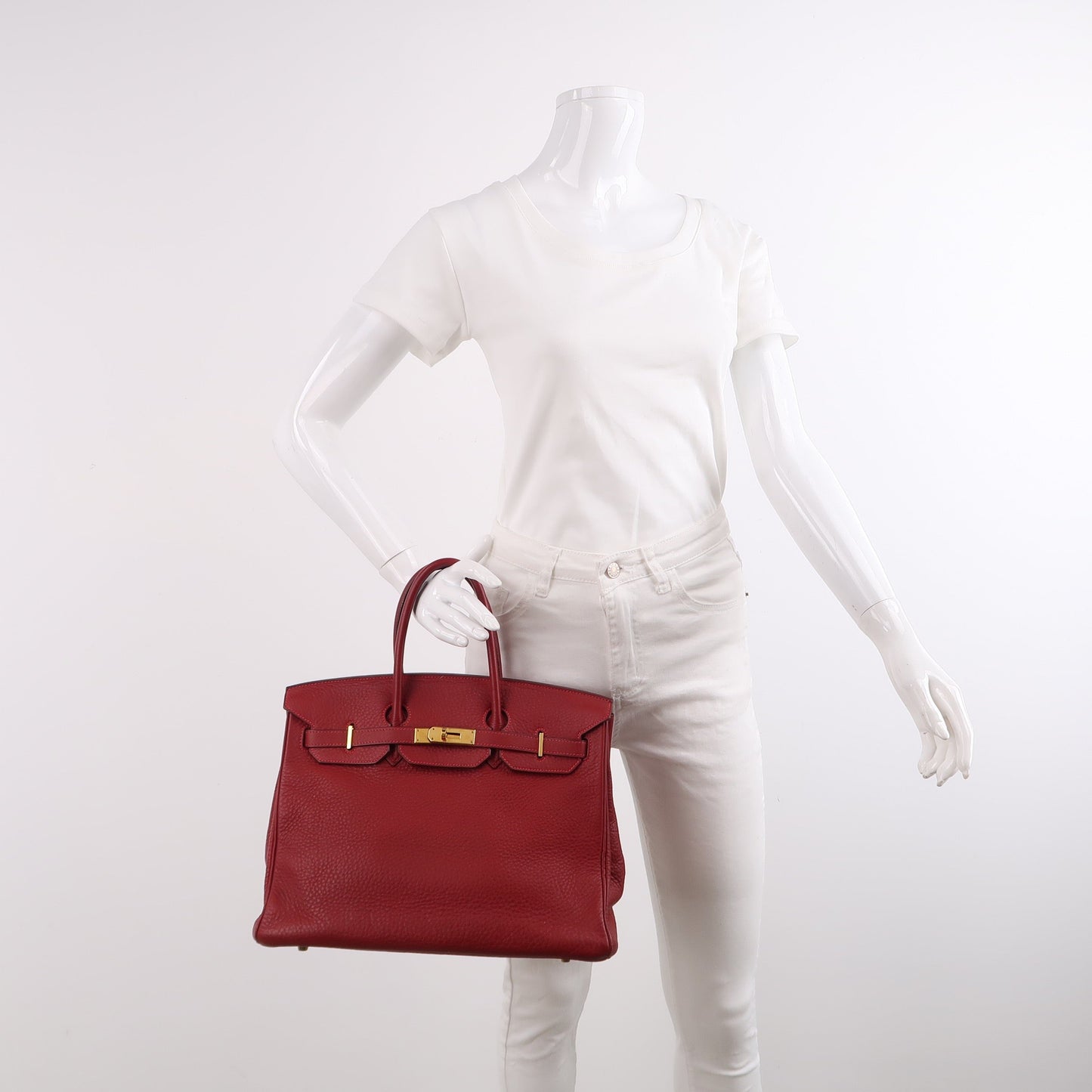Hermes Birkin 35 Red 54 Rouge Garance Clemence Leather Gold Hardware 2006 Box J Stamp