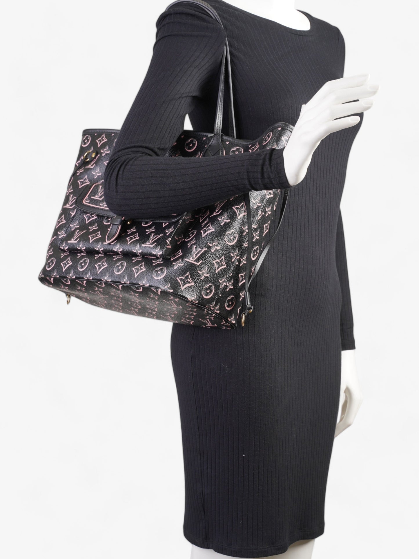 Louis Vuitton Neverfull MM Fall For You Black And Pink Monogram Coated Canvas