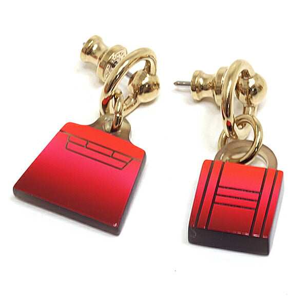HERMES Pierce Buffalo horn Acidur (Red, Pink, Orange) Gold Brand jewelry Amulet Fusion Marokinier Pierce Women