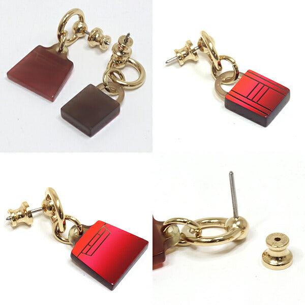 HERMES Pierce Buffalo horn Acidur (Red, Pink, Orange) Gold Brand jewelry Amulet Fusion Marokinier Pierce Women