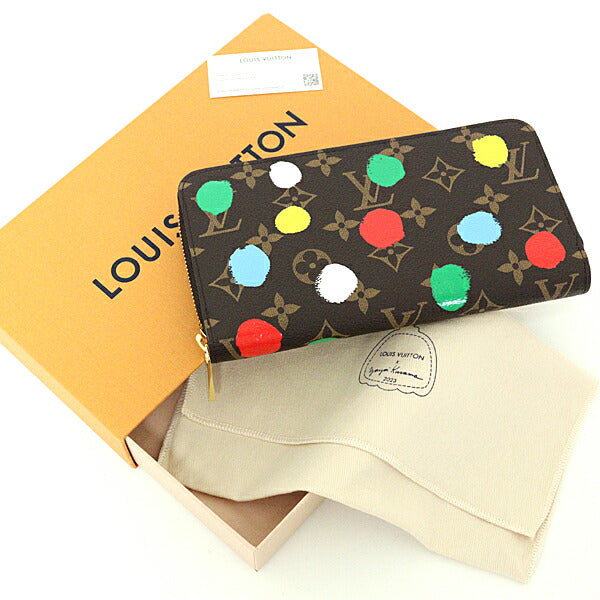 LOUIS VUITTON Long Wallet Purse M81864 Monogram canvas Multicolor Brown GoldMetal painted dots YAYOI KUSAMA Zippy Wallet Women