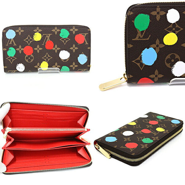 LOUIS VUITTON Long Wallet Purse M81864 Monogram canvas Multicolor Brown GoldMetal painted dots YAYOI KUSAMA Zippy Wallet Women