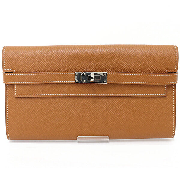 HERMES Long Wallet Purse Epsom gold Kelly Wallet Long