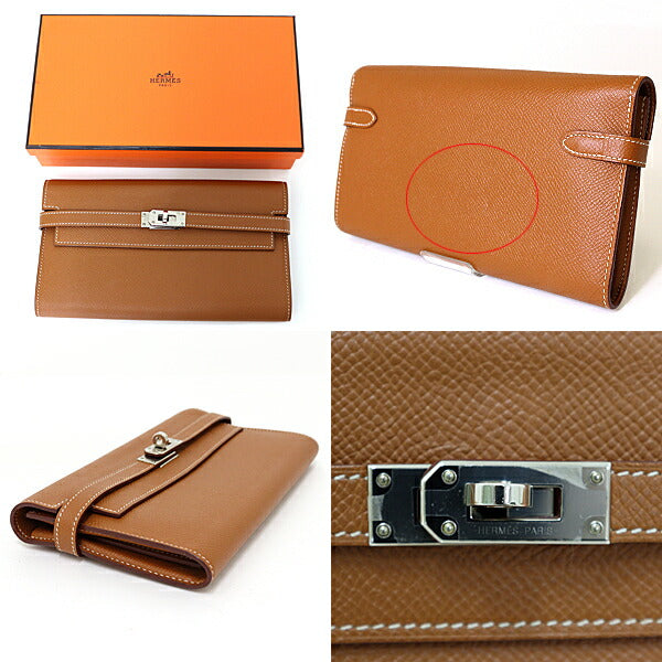 HERMES Long Wallet Purse Epsom gold Kelly Wallet Long