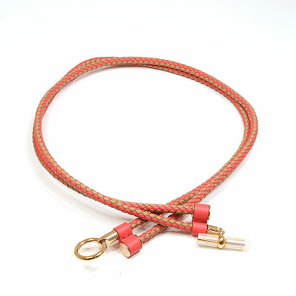 HERMES belt H010438UDAA leather Biscuit x Rose Jaipur Belt "Grennan"