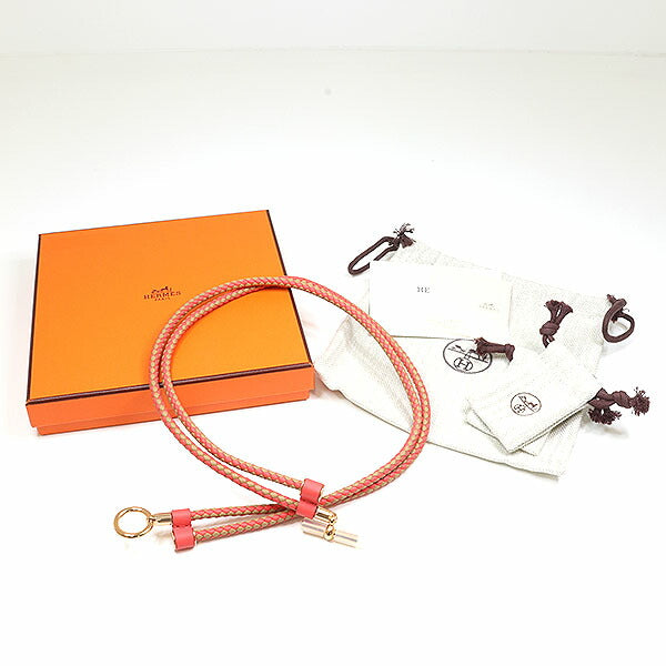 HERMES belt H010438UDAA leather Biscuit x Rose Jaipur Belt "Grennan"
