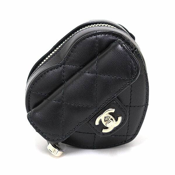 CHANEL Coin case AP2786 lambskin black Heart-shaped arm coin case
