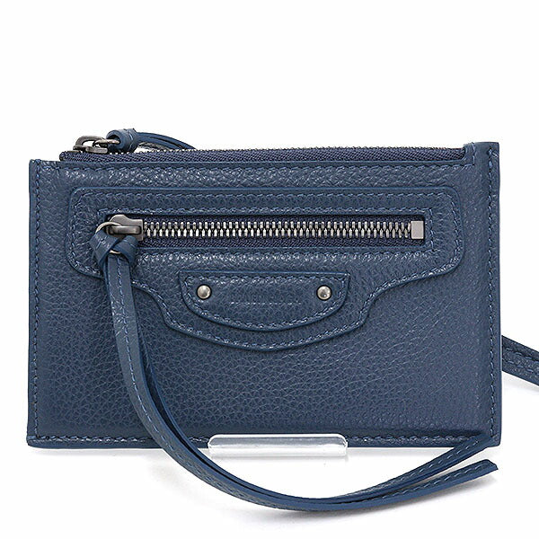 BALENCIAGA Coin case 640110 leather Navy Neo Classic Long Coin & Card Holder