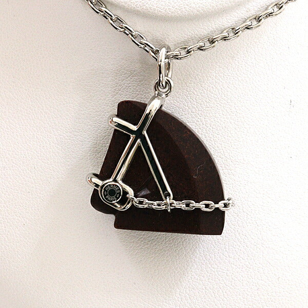 HERMES Necklace Vulcanium, Stainless Steel Silver Brand jewelry Cheval Pendant Necklace Women