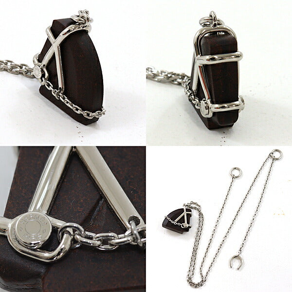 HERMES Necklace Vulcanium, Stainless Steel Silver Brand jewelry Cheval Pendant Necklace Women