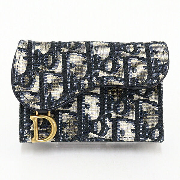 Dior Card Case canvas blue Saddle Card Holder