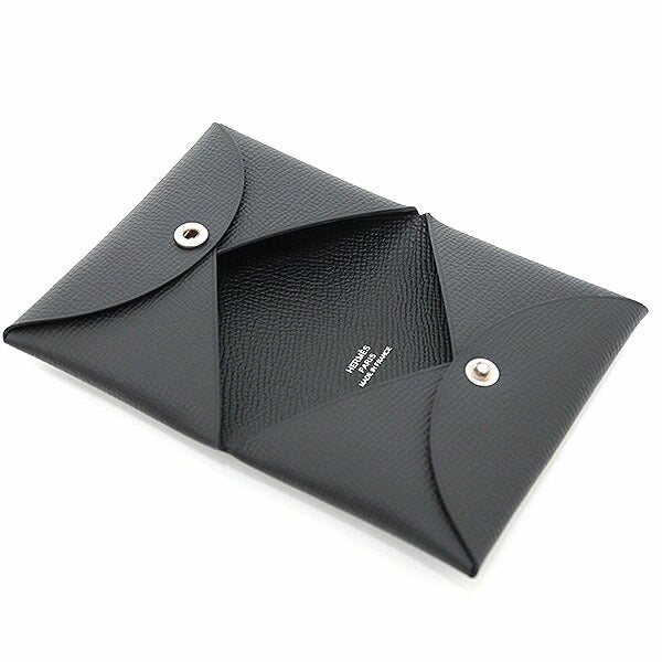 HERMES Card Case Epsom black Calvi Card Case