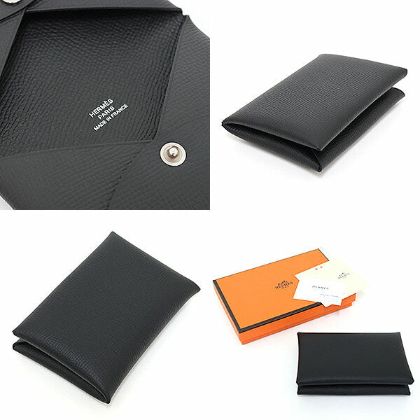 HERMES Card Case Epsom black Calvi Card Case