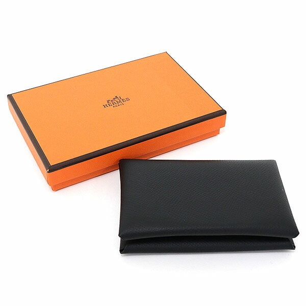 HERMES Card Case Epsom black Calvi Card Case