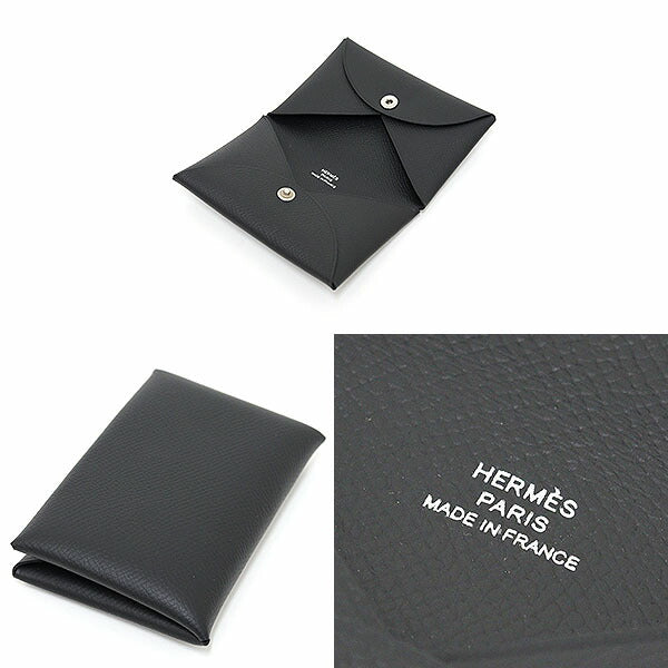 HERMES Card Case Epsom black Calvi Card Case