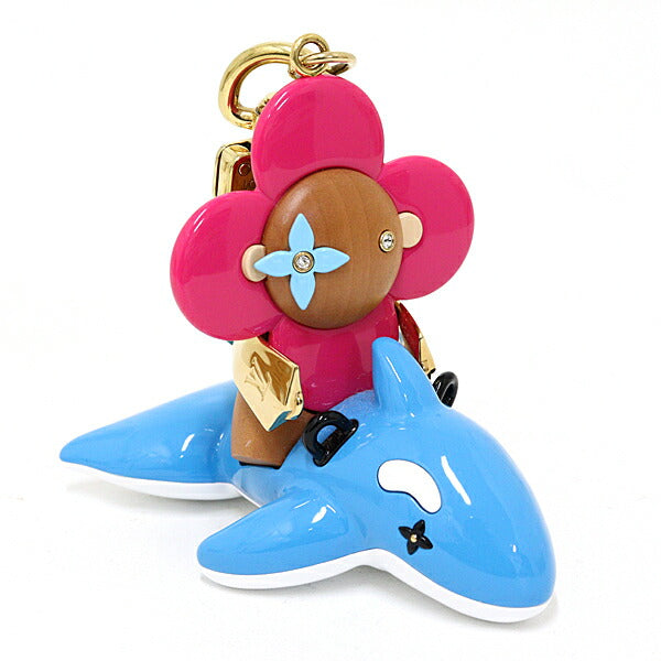LOUIS VUITTON key ring M01167 Metal Plastic Wood Brown Pink Blue Gold Metal Bag Charm Key Holder Vivienne Searider Women