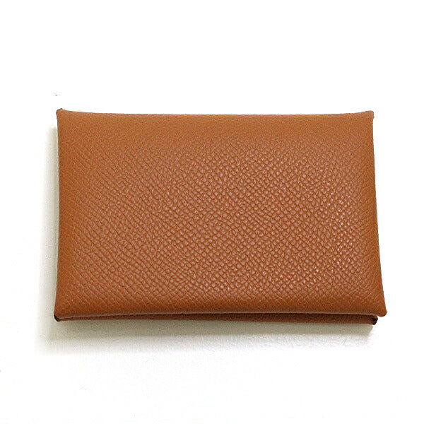 HERMES Card Case Epsom Brown Calvi