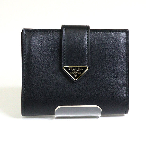 PRADA Bifold Wallet 1MV204 leather black Compact wallet City Calf Tab Women