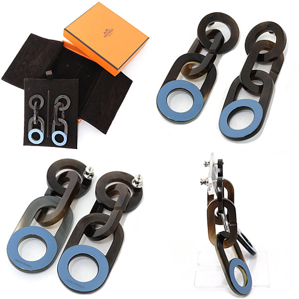 HERMES Pierce Buffalo Horn, Metal Brown blue Variation GM Women