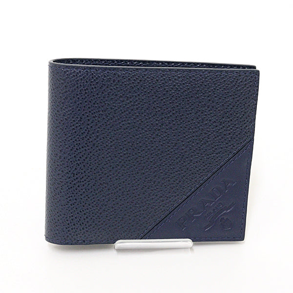 PRADA Bifold Wallet leather Navy Safiano leather mens
