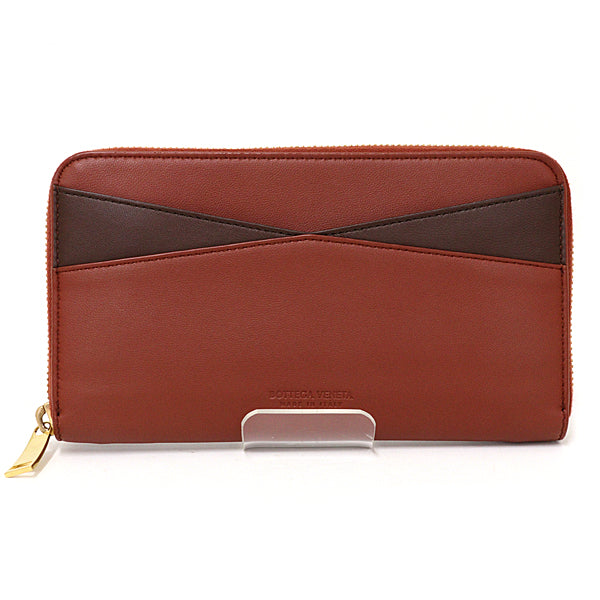 BOTTEGAVENETA Long Wallet Purse 608254 leather Brown type By color Zip Around long wallet Women