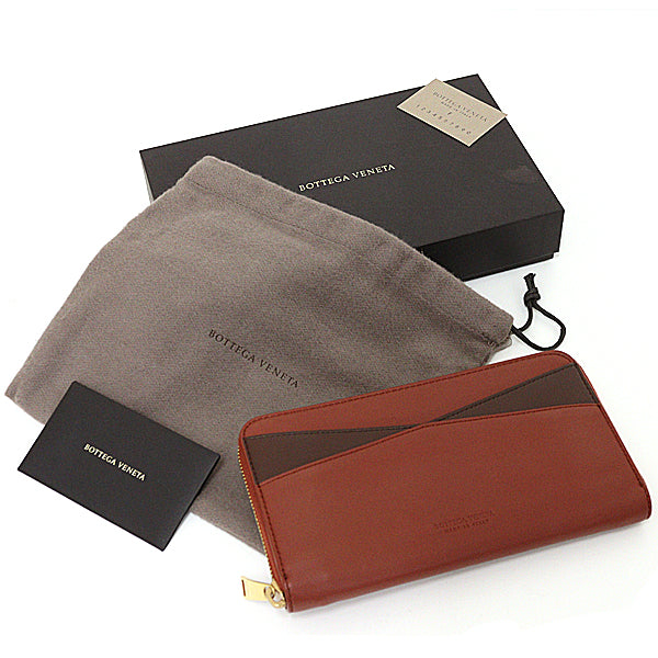 BOTTEGAVENETA Long Wallet Purse 608254 leather Brown type By color Zip Around long wallet Women