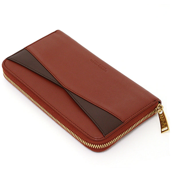 BOTTEGAVENETA Long Wallet Purse 608254 leather Brown type By color Zip Around long wallet Women