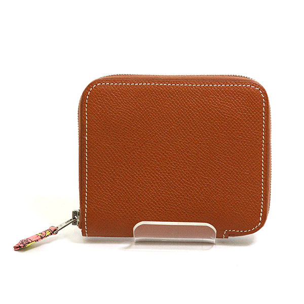 HERMES Coin case Epsom, Silk Brown Azap compact silk in Women(Unisex)