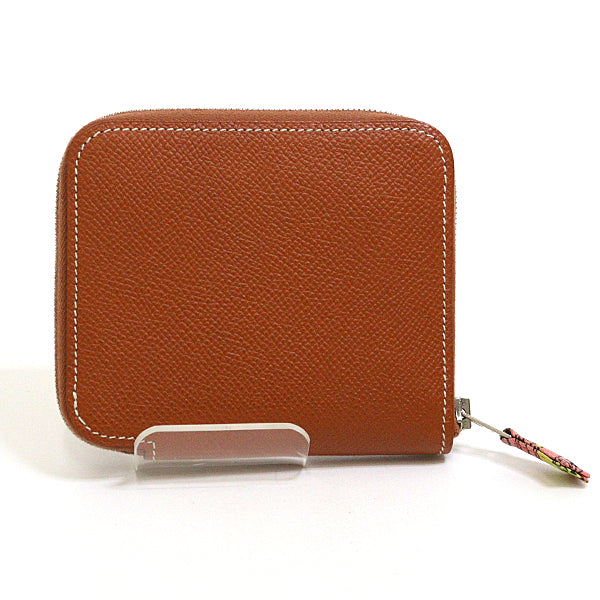 HERMES Coin case Epsom, Silk Brown Azap compact silk in Women(Unisex)