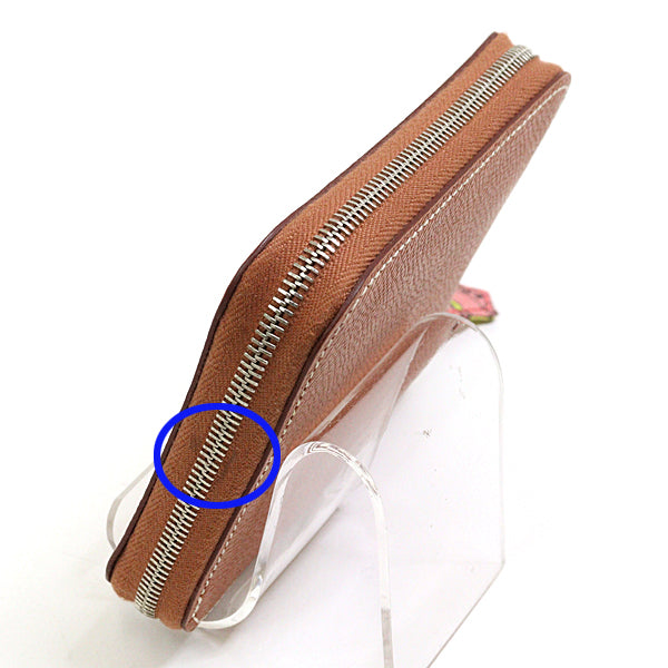 HERMES Coin case Epsom, Silk Brown Azap compact silk in Women(Unisex)