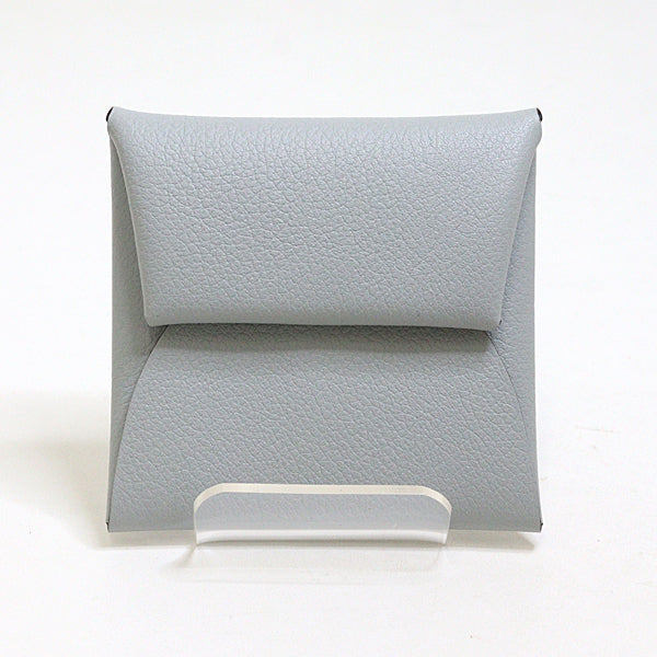 HERMES Coin case leather gray Coin case Bastia Evercolor Blue Glacier mens
