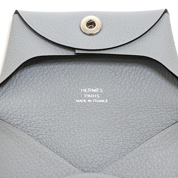 HERMES Coin case leather gray Coin case Bastia Evercolor Blue Glacier mens