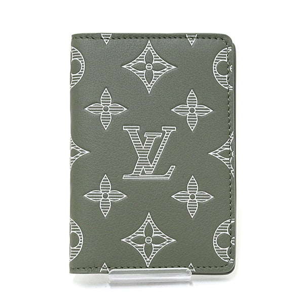 LOUIS VUITTON Card Case M12501 leather Khaki green Organizer De Poch mens