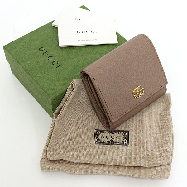 GUCCI Bifold Wallet 598587 leather beige Double G medium wallet