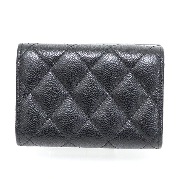 CHANEL Tri-fold wallet AP0230 Caviar skin black Matrasse Classic small flap wallet Women