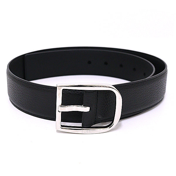 GUCCI belt 449716 leather black Silver buckle 85/34