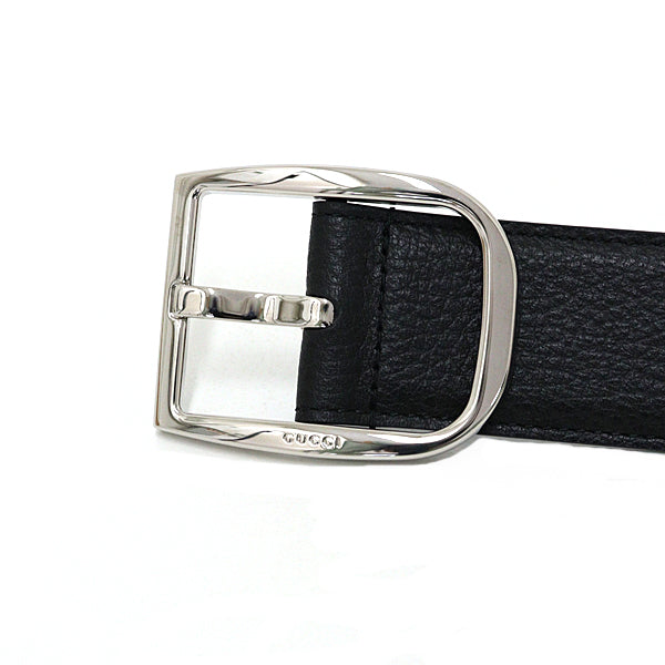 GUCCI belt 449716 leather black Silver buckle 85/34